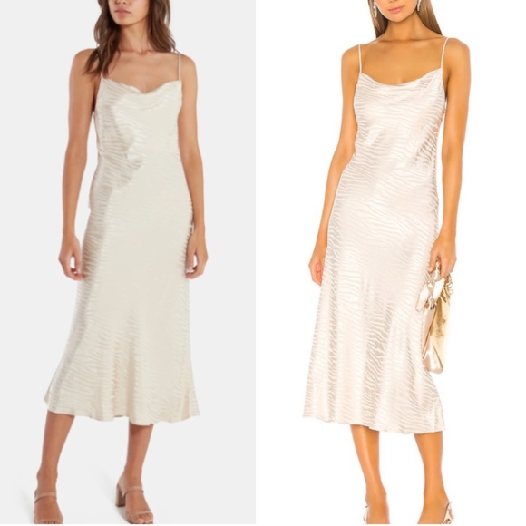 NWT Bec + Bridge The Kat Midi Silp Dress Sand Cream Ivory Cowl Neck Cocktail - Picture 4 of 8